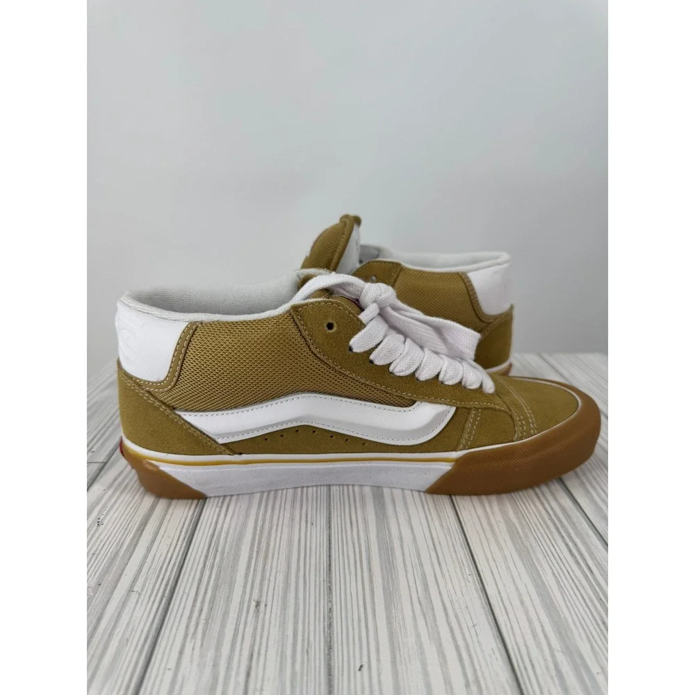 Vans Knu Skool Mega Gum Bronze White Suede Puffy Skate Shoes Mens 10 Womens 11.5